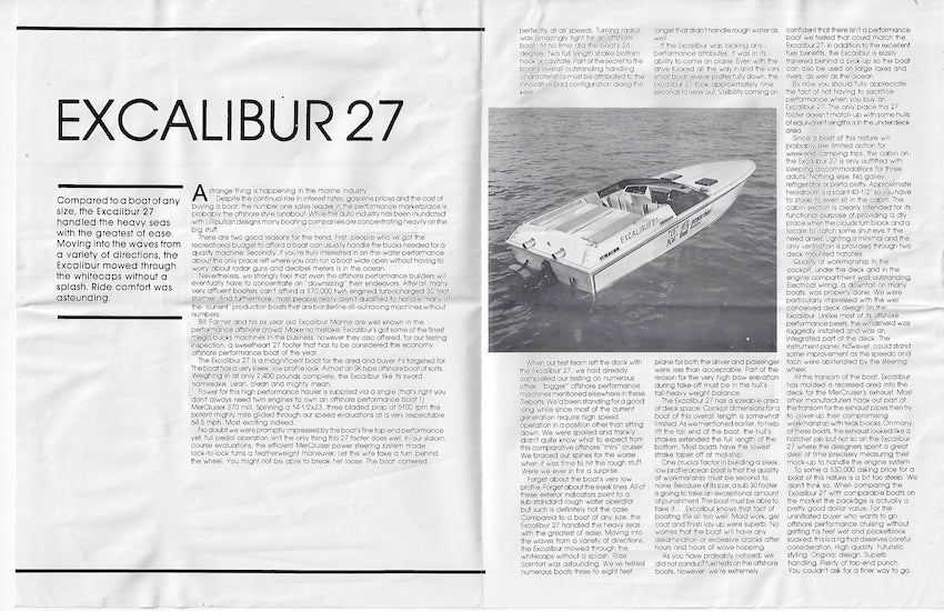 Excalibur 27 Offshore Magazine Reprint Brochure