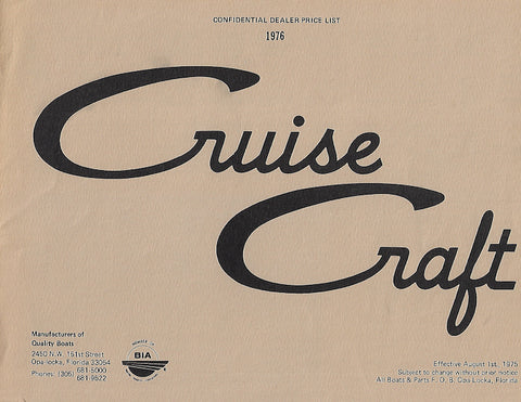 Cruise Craft 1976 Price List