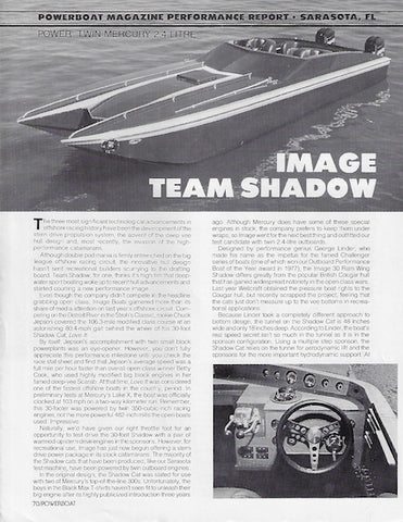 Team Shadow 30 Powerboat Magazine Reprint Brochure