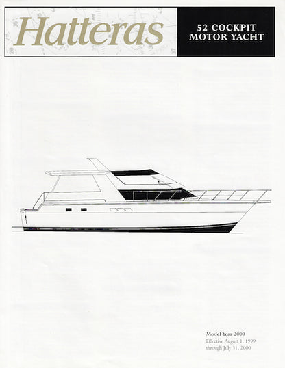 Hatteras 52 Cockpit Motor Yacht Specification Brochure