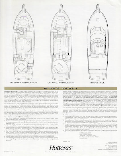 Hatteras 52 Cockpit Motor Yacht Specification Brochure