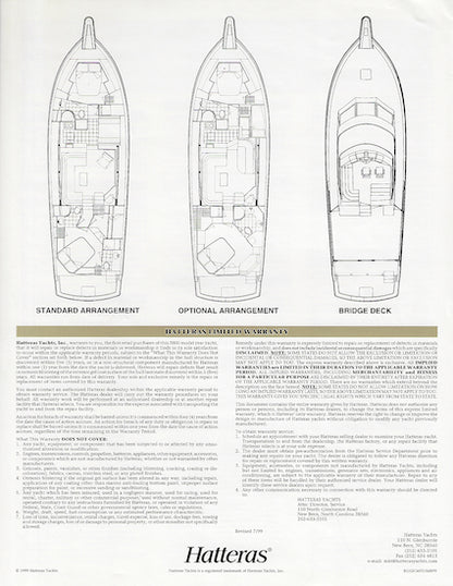 Hatteras 52 Cockpit Motor Yacht Specification Brochure