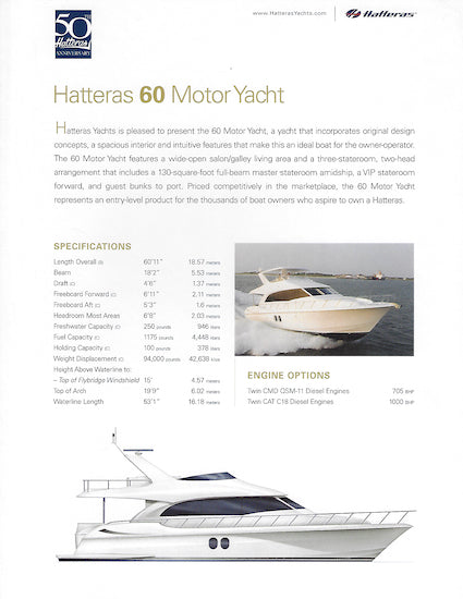 Hatteras 60 Motor Yacht Specification Brochure