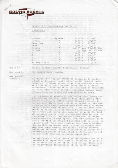 Baltic 37 Brochure