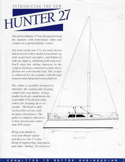 Hunter 27 Specification Brochure