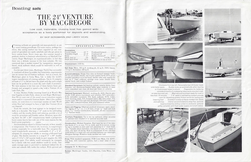 MacGregor Venture 24 Boating Magazine Reprint Brochure