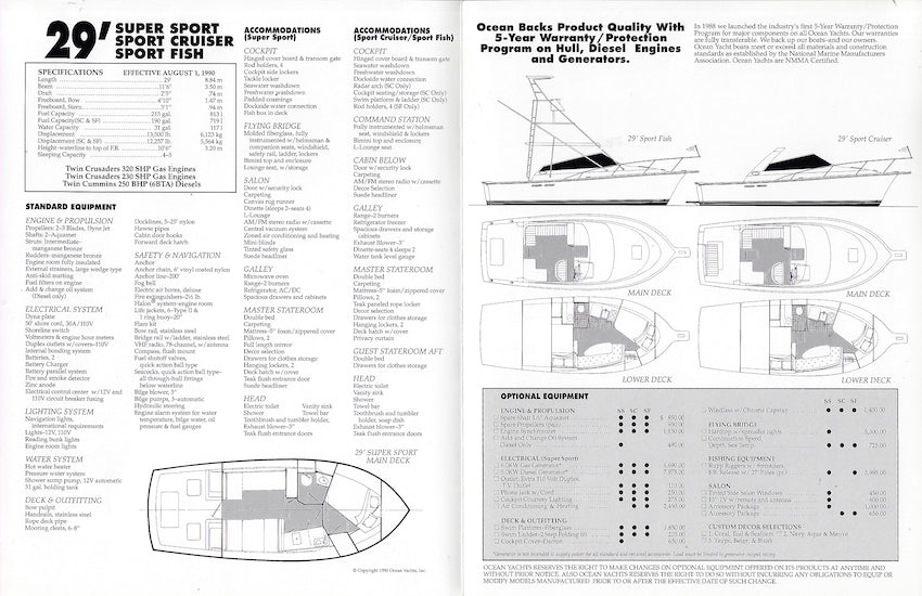 Ocean 29 Super Sport, 29 Sport Fish & 29 Sport Cruiser Brochure