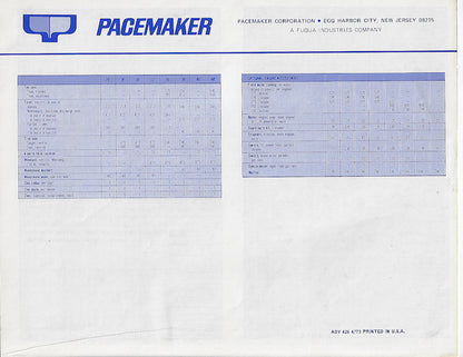Pacemaker 1973 Accessory & Options Price List Brochure