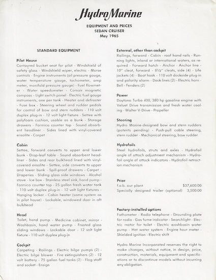 Hydro Marine Catamaran Brochure Package