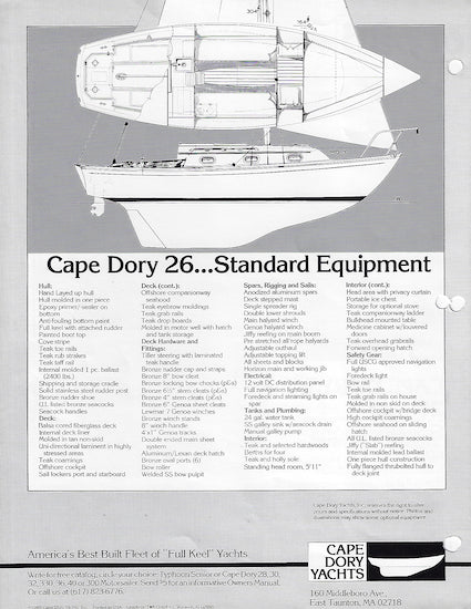 Cape Dory 26 Brochure