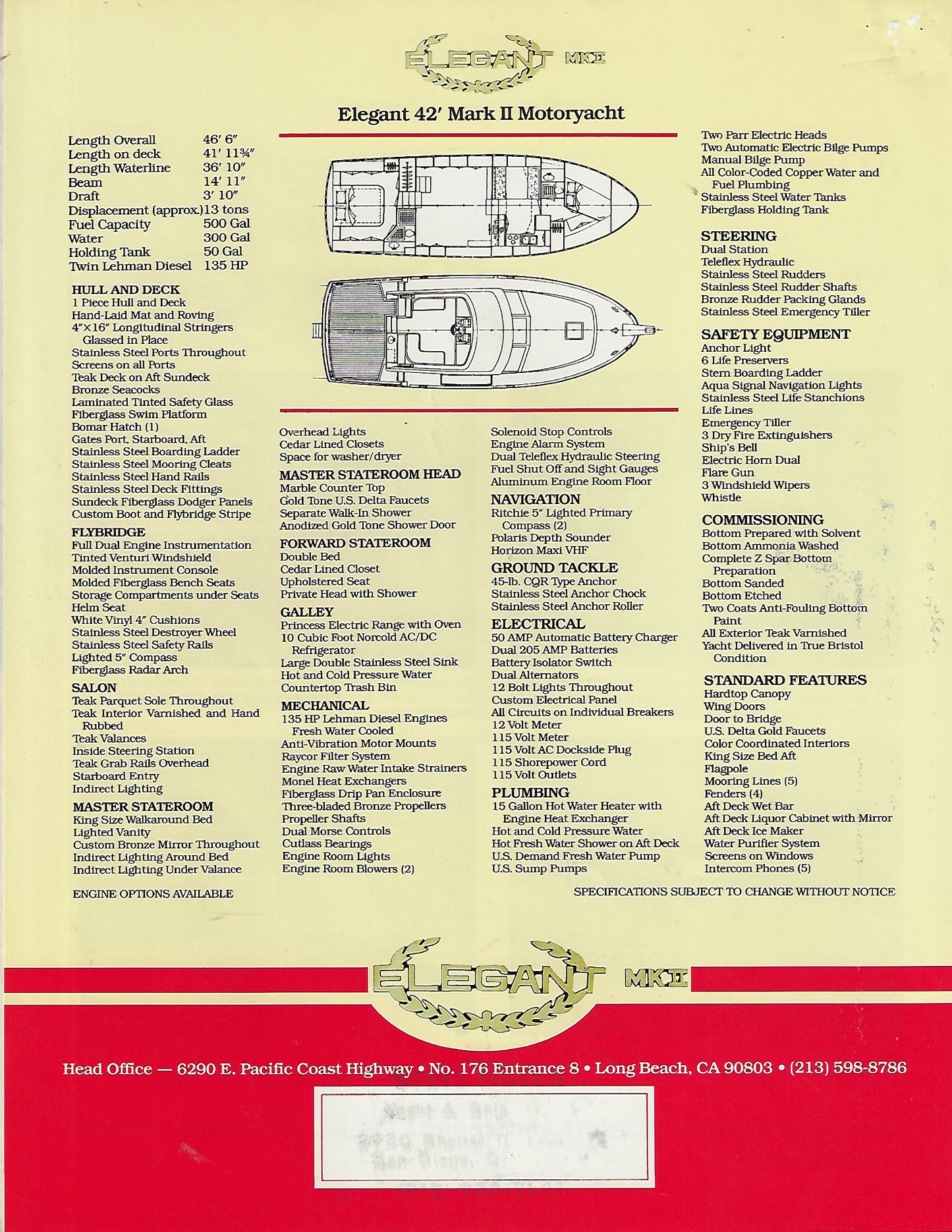 Elegant 42 Mark II Motor Yacht Brochure