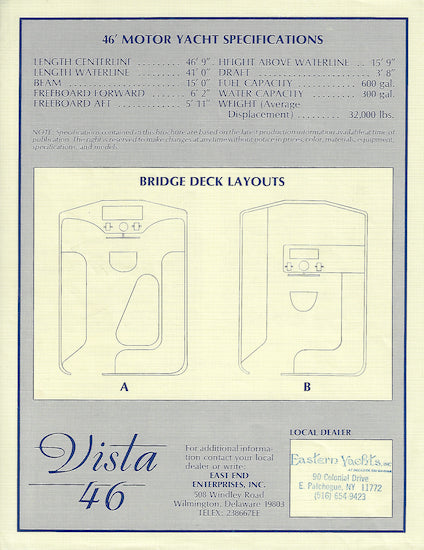 Vista 46 Motoryacht Specification Brochure
