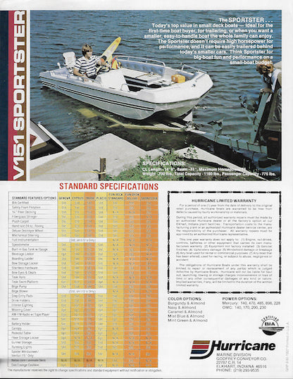 Hurricane 1981 Deck Boat Brochure