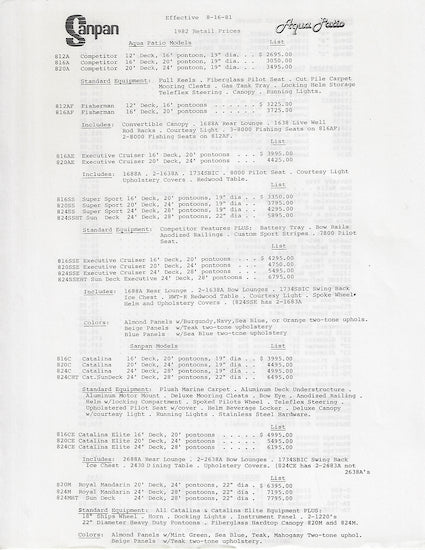 Godfrey 1982 Pontoon Brochure