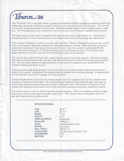 Tiburon 38 Brochure