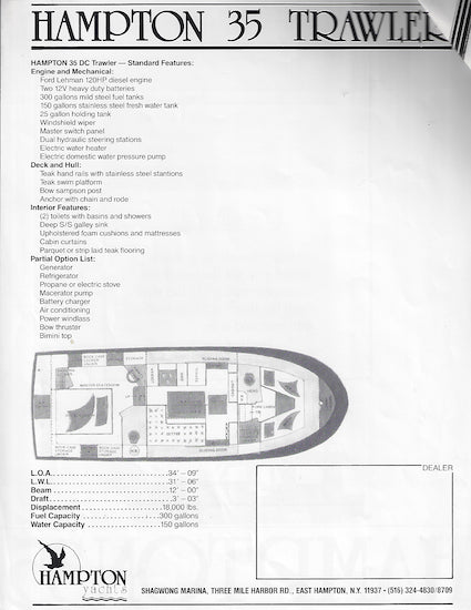 Hampton 35 Trawler Brochure