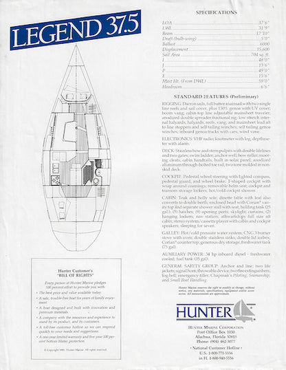 Hunter 37.5 Launch Brochure