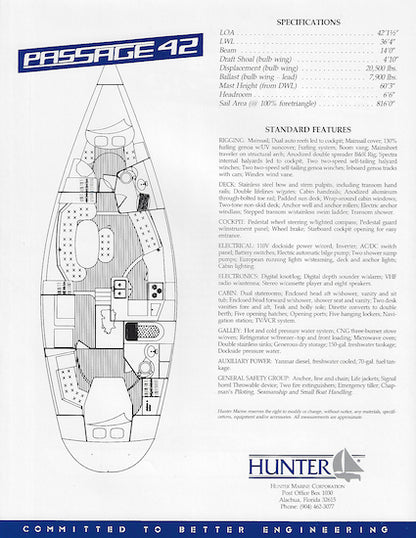 Hunter Passage 42 Launch Brochure
