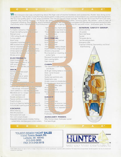Hunter 43 Specification Brochure
