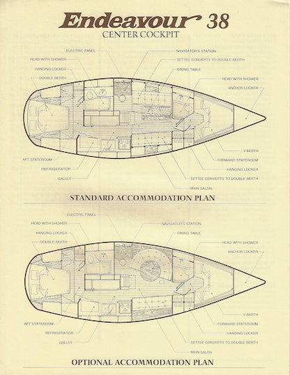 Endeavour 38 Center Cockpit Specification Brochure