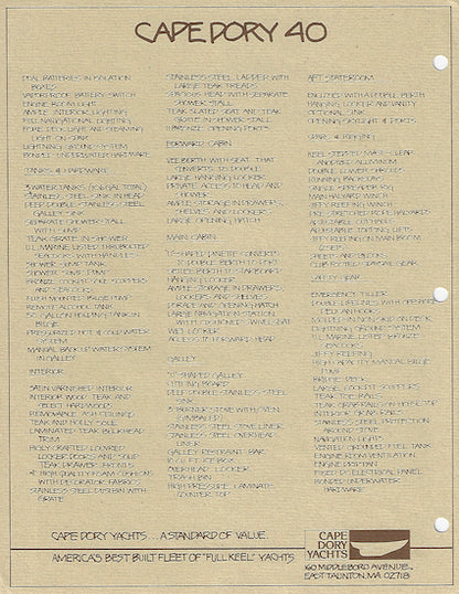 Cape Dory 40 Brochure