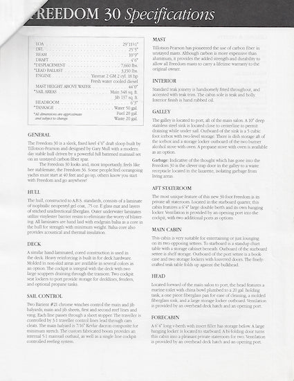Freedom 30 Specification Packet