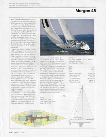 Morgan 45 Sail Magazine Reprint Brochure