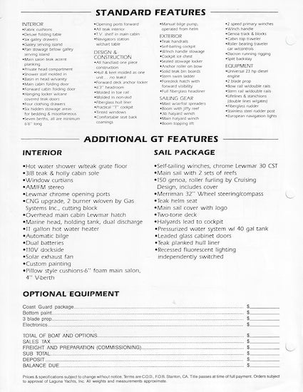 Laguna 33GT Specification Brochure