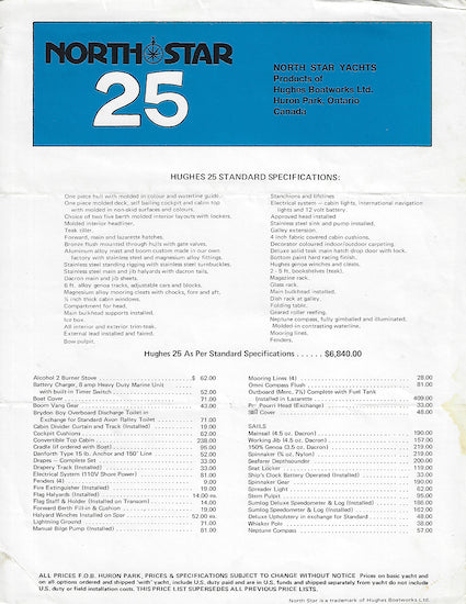 North Star 25 Specification and Price List Brochure