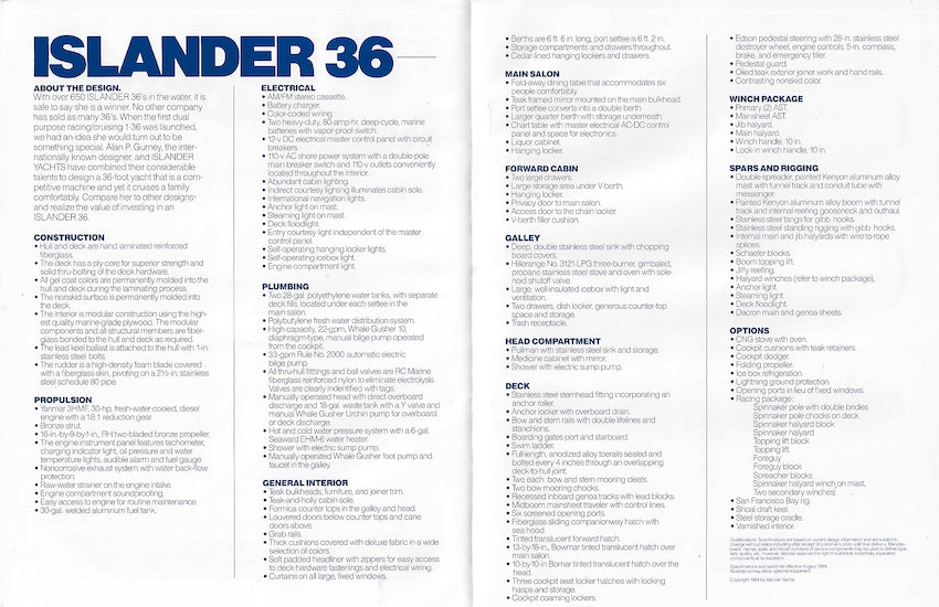 Islander 36 Specification Brochure