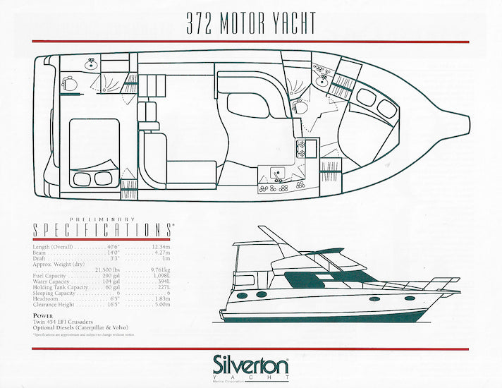 Silverton 372 Motor Yacht Specification Brochure