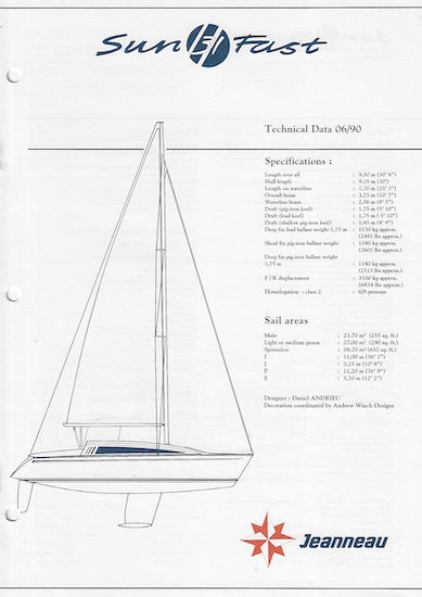 Jeanneau Sun Fast 31 Specification Brochure