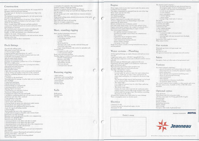 Jeanneau Sun Odyssey 36 Specification Brochure