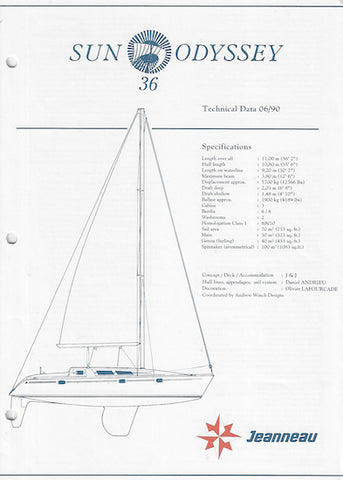 Jeanneau Sun Odyssey 36 Specification Brochure