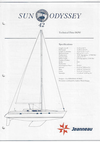 Jeanneau Sun Odyssey 42 Specification Brochure