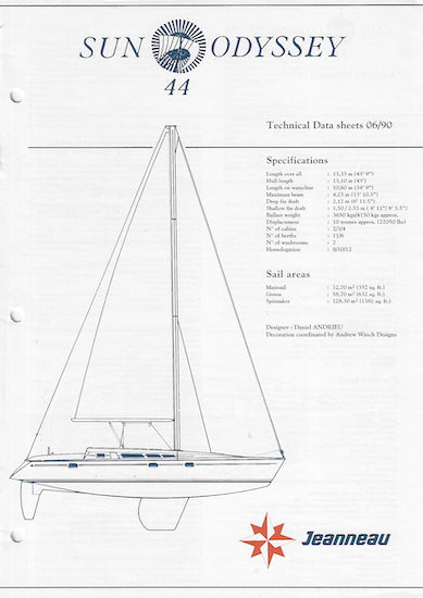 Jeanneau Sun Odyssey 44 Specification Brochure