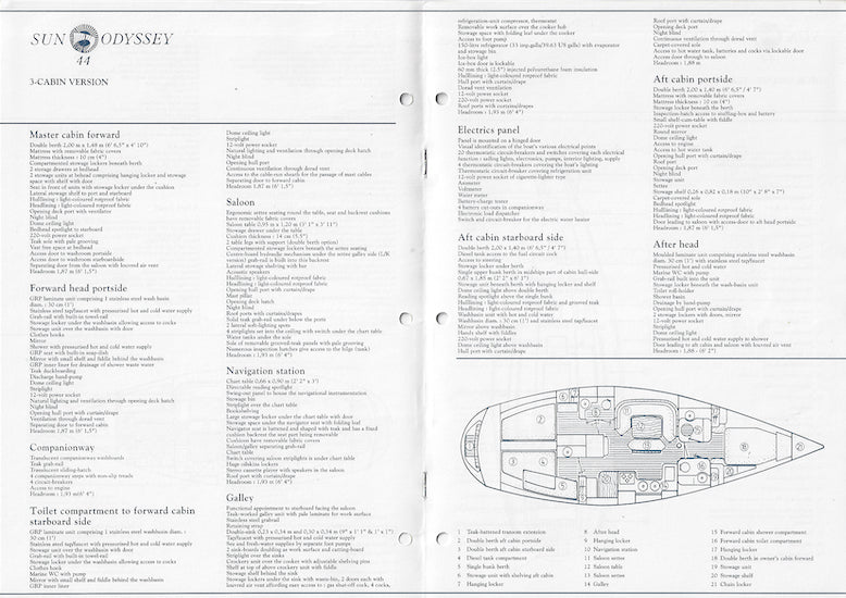 Jeanneau Sun Odyssey 44 Specification Brochure