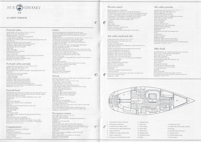 Jeanneau Sun Odyssey 44 Specification Brochure