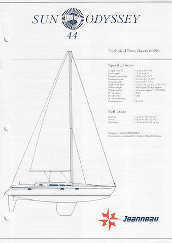 Jeanneau Sun Odyssey 44 Specification Brochure