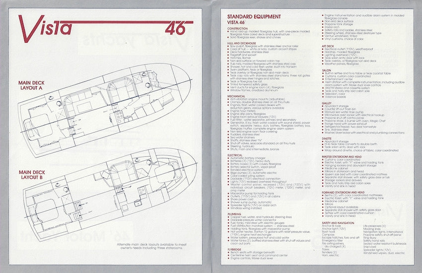 Vista 46 Motoryacht Specification Brochure