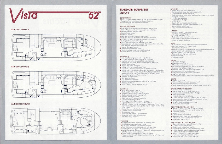Vista 52 Motoryacht Specification Brochure