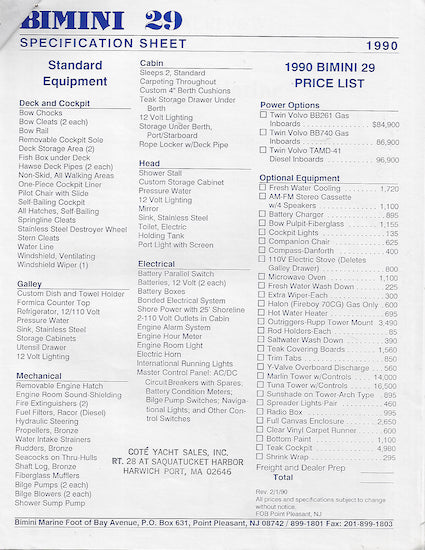 Bimini 29 Brochure Packet
