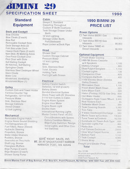 Bimini 29 Brochure Packet