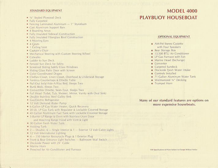 Playbuoy Houseboat 4000 Brochure