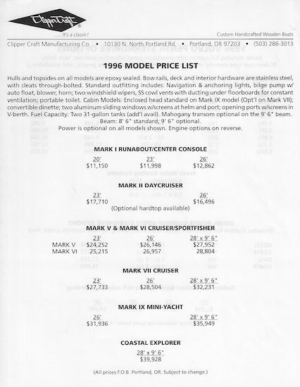 Clipper Craft Brochure