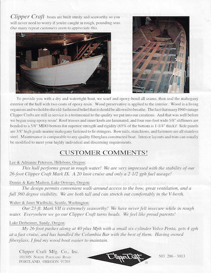 Clipper Craft Brochure