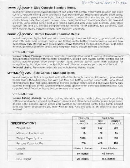 Alcom Dixie Dory & Little John Brochure