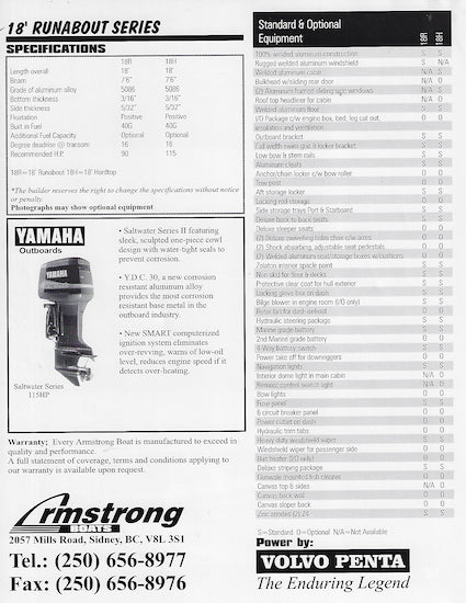 Armstrong 18 Runabout Series Brochure