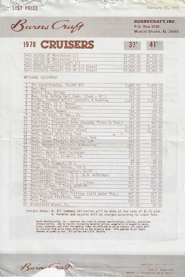 Burns Craft 37 & 41 Order Form