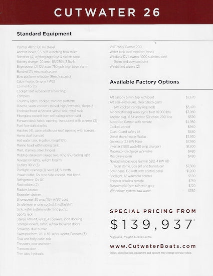 Cutwater 26 Specification Brochure